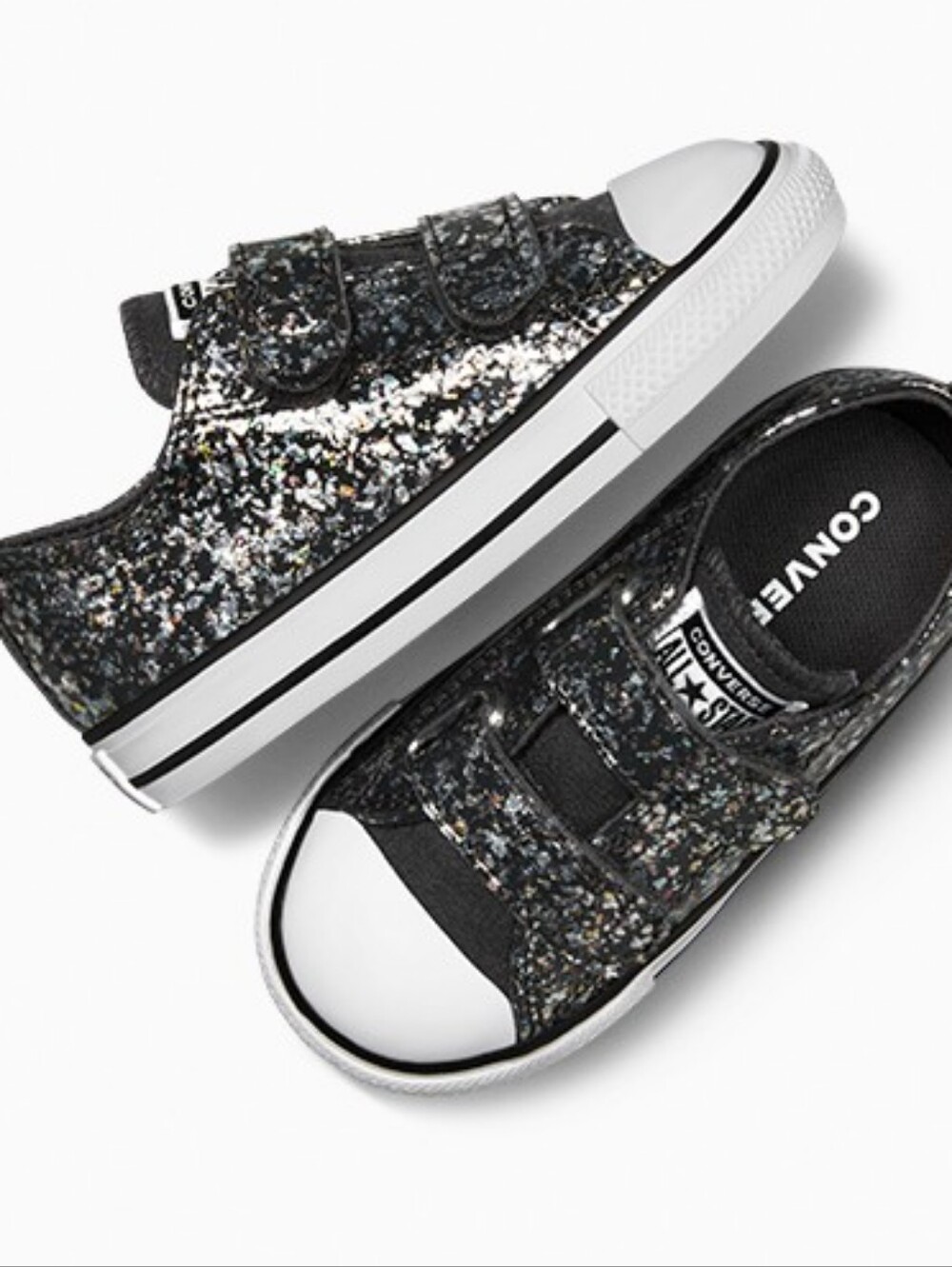 Converse Kids Black Glitter Low-Top Sneakers with Multicolor Sparkle